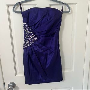Purple jeweled mini dress